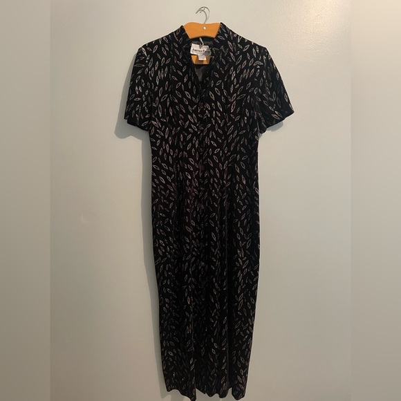 Vintage Another Thyme Women’s Size 12 Black Glitter Button Down Short Sleeve - Picture 1 of 14